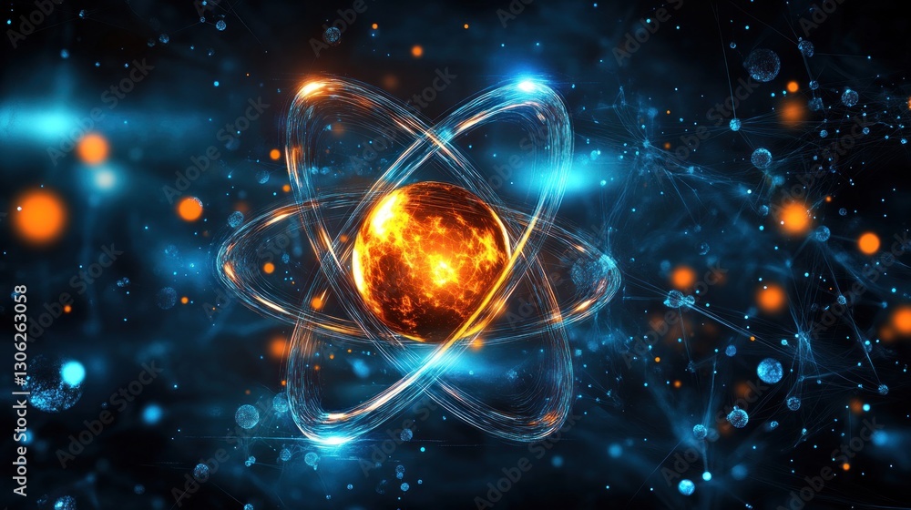 Poster abstract atomic structure in a digital universe