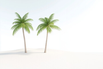 Fototapeta premium Palm Beach banner featuring tropical vibes, palm trees, ocean breeze, and a sunny paradise feel. Perfect for travel promotions, beach events, vacation ads, summer sales banner fluer web design