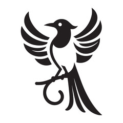 2d logo of magpie bird with white background