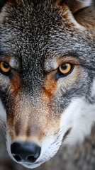 Obraz premium 84. A close-up of a wolf is eyes, symbolizing alertness and survival through instinctive behavior
