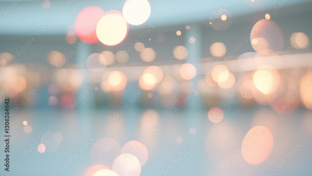 Poster blurred backdrop of a shopping center featuring abstract light bokeh and flares.