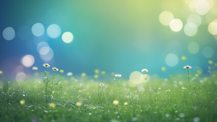Spring Meadow Bliss: Blooming Flowers, Sunshine & Nature’s Serenity. Generative AI