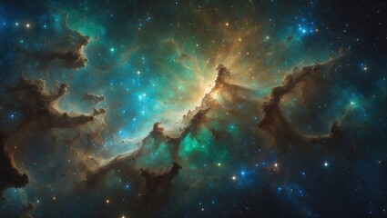 Obraz premium Vibrant cosmic nebulae. Celestial dust amidst stars in a gaseous cloud. Splendor of the universe. Colorful celestial backdrop.