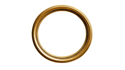 golden round frame isolated on white background