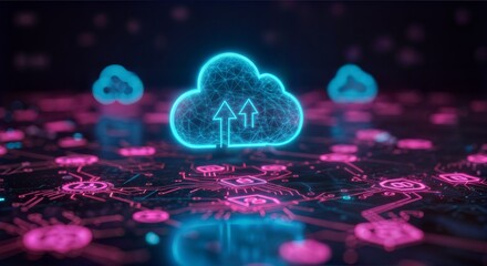 Fototapeta premium Futuristic Cloud Computing with Data Storage and Cybersecurity in Digital Technology Network