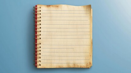 Aged Spiral Notebook on Blue Surface