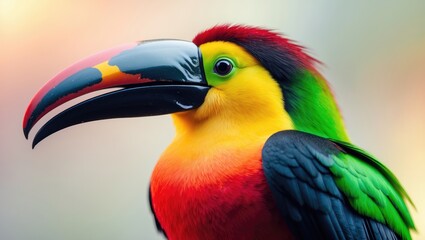 Naklejka premium Detailed view of a vibrant keel-billed toucan bird