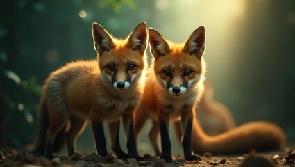 Fototapeta premium Intimate portrait of African foxes at the zoo