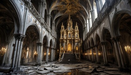 Obraz premium Majestically Decayed: An Abandoned Church Interior