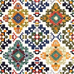 Fototapeta premium Cross Stitch Embroidery, Classic cross-stitch-style seamless patterns