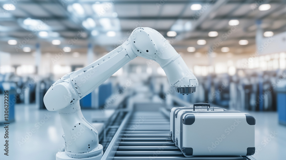 Aufkleber robotic efficiency: a high-tech factory scene with a robotic arm meticulously working on a productio