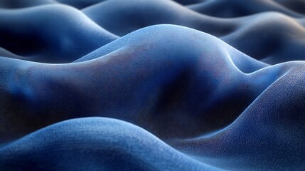 Abstract Blue Waves Softly Undulating Dreamlike Light. AI Generated