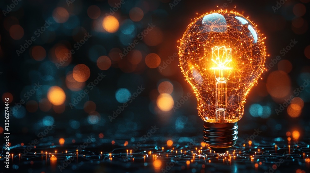 Aufkleber glowing technological lightbulb with digital connection network details