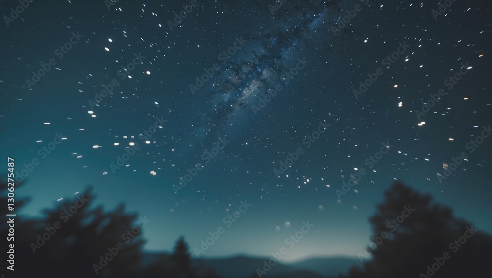 Poster image depicting a star-filled night sky. the photo exhibits noise and grain from a high iso setting 