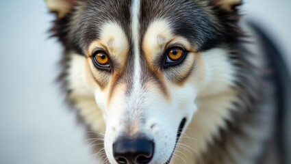 Obraz premium mixed breed of husky and shepherd dog zoomed in