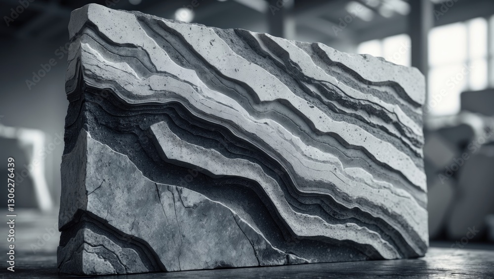 Aufkleber layered marble design - textured gray granite stone slab with intricate rock patterns suitable for c
