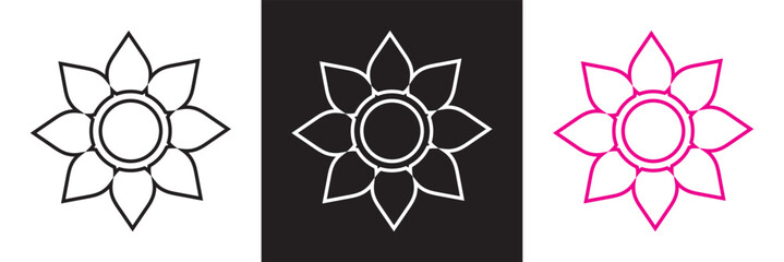 Flower icon. isolated on white and black background. Vector illustration. EPS 10