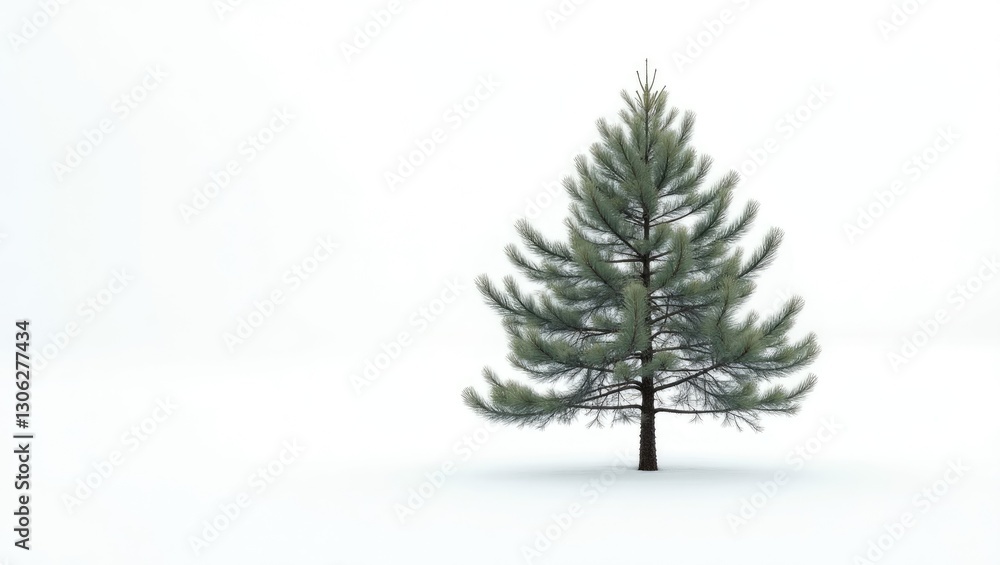 Poster isolated pine tree branch set against a bright white background without any shadows