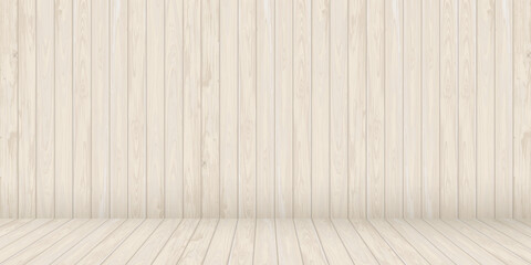 Wooden floor and wall background whitewashed colors fade condition template graphic illustration have blank space for advertisement or place the products presentation.