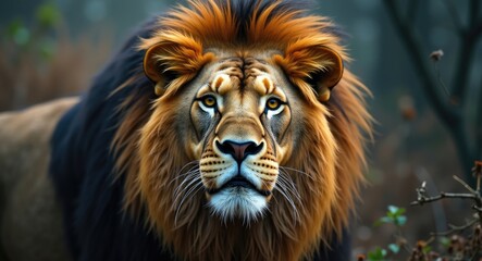 Naklejka premium lion captured in a zoo setting