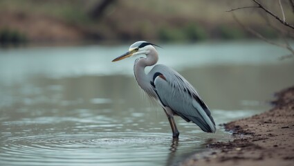 a solitary bird by the riverside evoking a sense of loneliness