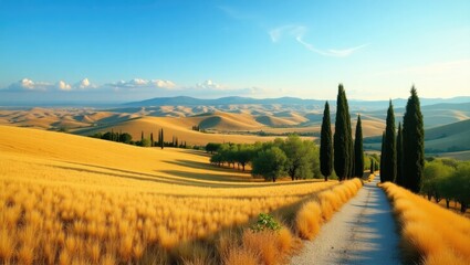 Obraz premium Aerial view of the beautiful Val d'Orcia region in Tuscany.