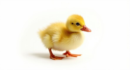 Obraz premium isolated baby duckling of the Indian runner breed against a white backdrop