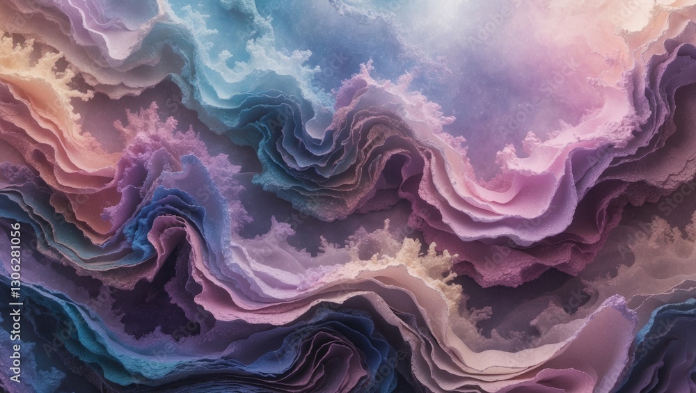 Poster dreamy, colorful abstract texture with ornamental elements in a flowing design and gradientâ€”suitab