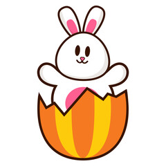 Cute Easter Bunny in Eggshell
