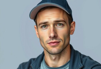 Fototapeta premium Photorealistic portrait of a male with a neutral expression