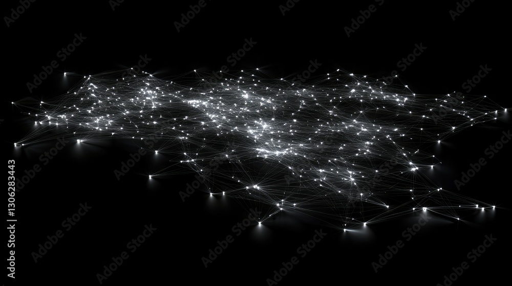 Poster a sleek and modern logistics network map with illuminated connections, symbolizing the complexity an