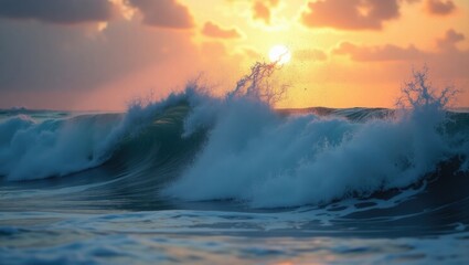 Fototapeta premium Morning sea waves at dawn