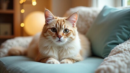 adorable feline in a cozy cafe setting