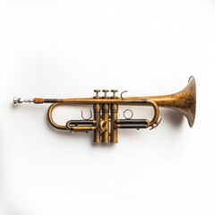 Obraz premium Vintage Trumpet on White Background