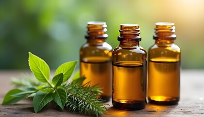 Herb oil bottles homeopathy herbs.
