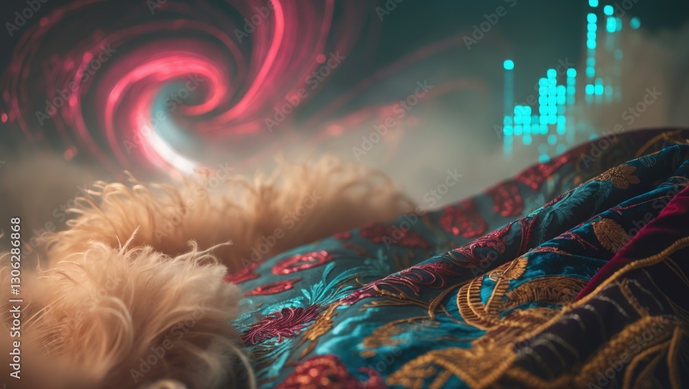 Poster digital abstraction featuring a fabric and design motif