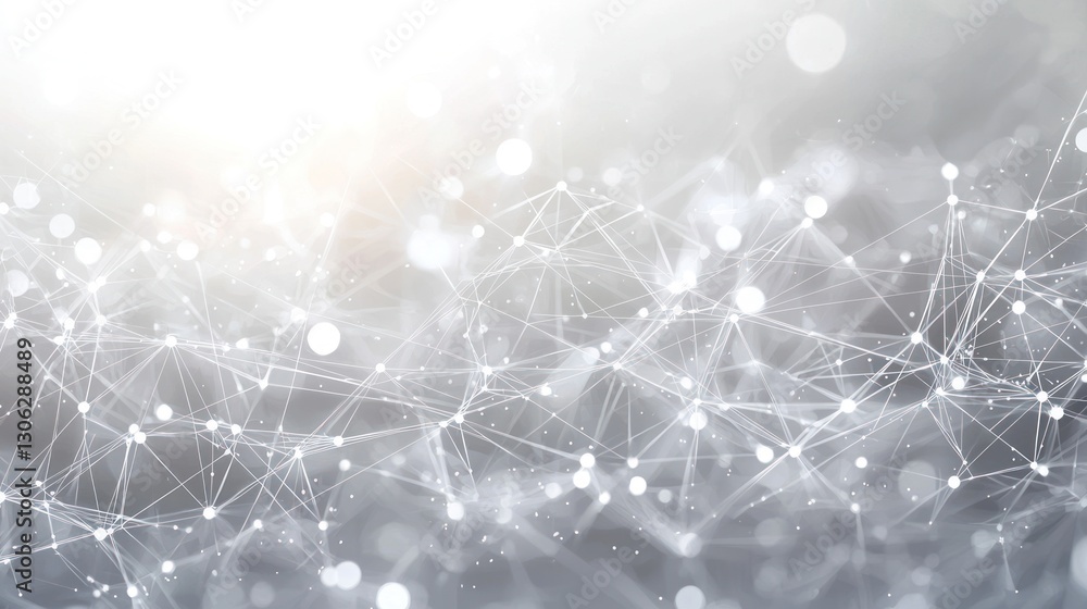 Aufkleber white and silver abstract network of connected dots and lines