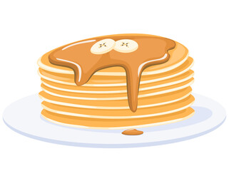 Pancakes with chocolate jam and banana topping