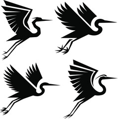 Flying Heron Silhouette Icon