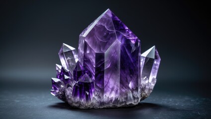 Fototapeta premium Close-up of a Fluorite crystal mineral on a dark background
