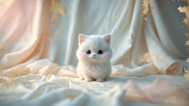 Fototapeta Adorable kawaii-themed animal backdrop for wallpaper display