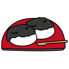 お皿にのったごま餡団子