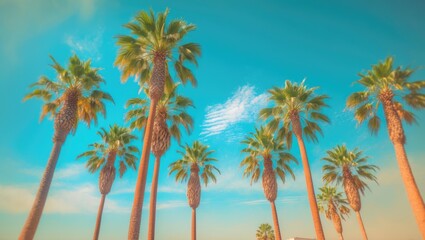 Classic Los Angeles Rodeo: Timeless Palm Trees Against a Bright Blue Sky