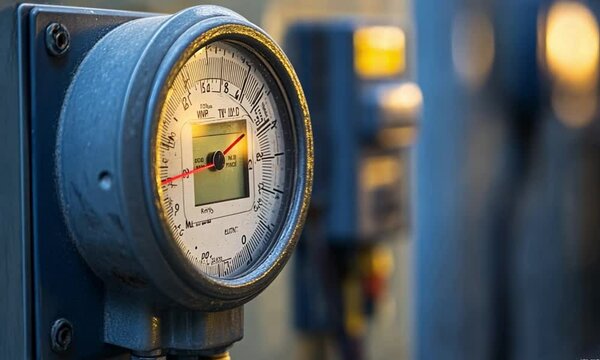 an indicator panel on a factory machine