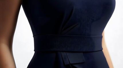 Elegant Dress Detail: A sophisticated navy dress silhouette, showing graceful shape and a touch of refined simplicity.