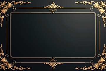 banner vintage gold frame on black background