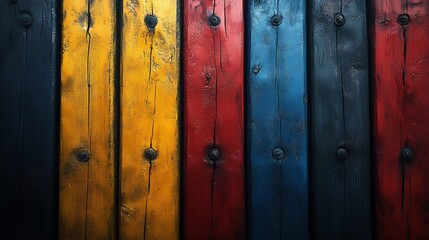 Obraz premium Vibrant painted wood planks texture background. AI Generated