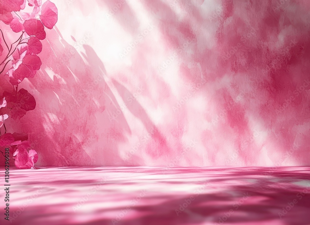 Poster soft pink background with delicate shadows and subtle texture, ideal for romantic and artistic theme