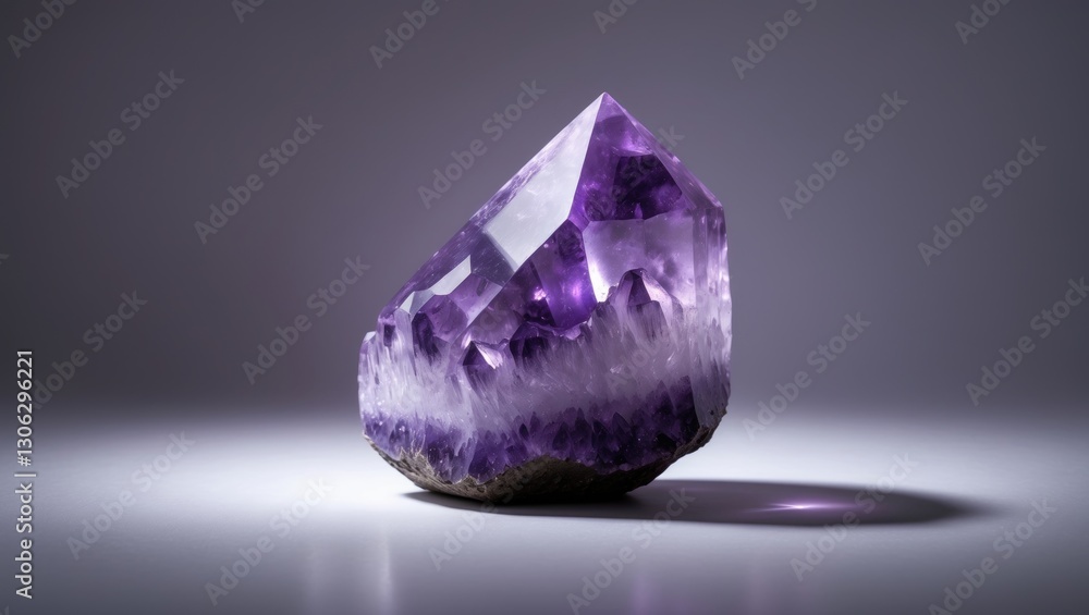 Poster unique violet crystal stone with a macro view of its mineral surface. rough purple amethyst quartz g