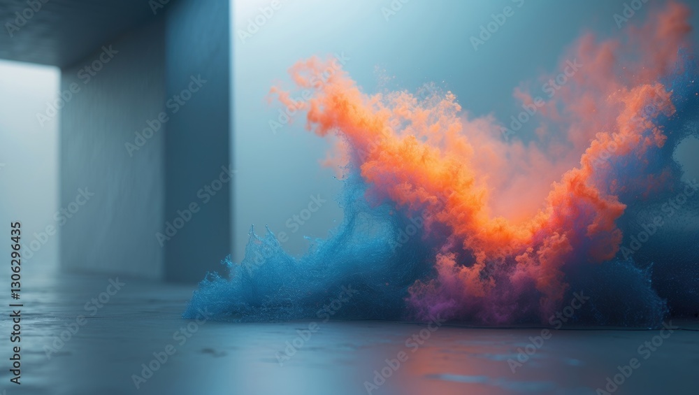 Poster modern blurred background with abstract color gradient, featuring a film grain texture and elegant m